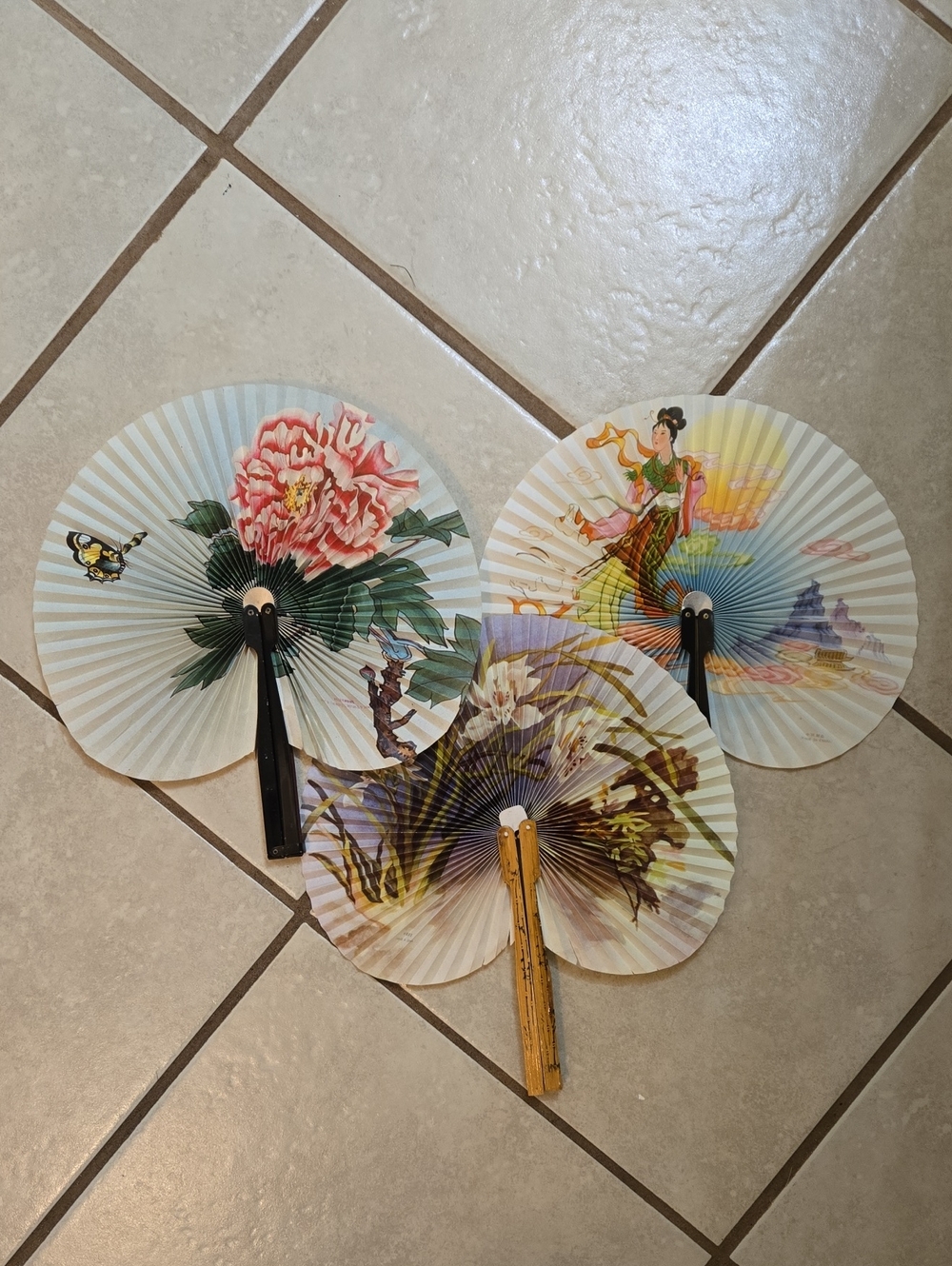 Vintage Style Decorative Handheld Multi-colored Paper Fans